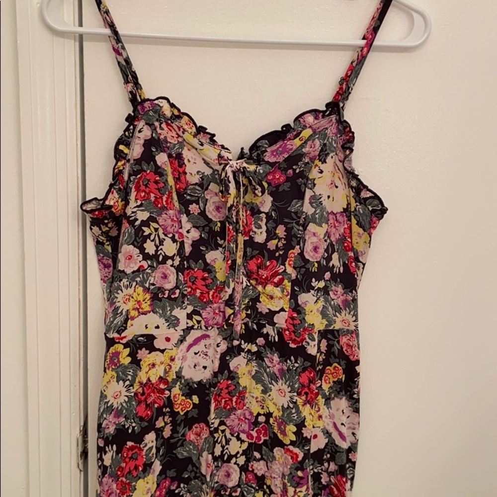 Long Rose Print Dress